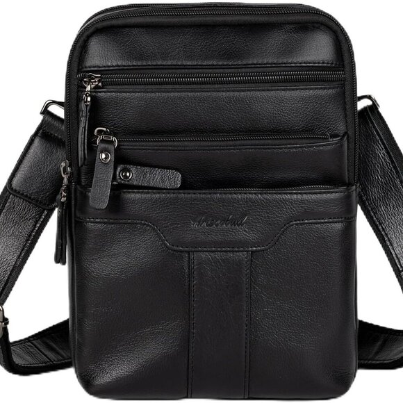 Leather Messenger Bag for Men, Small Leather Sling Shoulder Bag Messenger Pack f - Picture 1 of 7